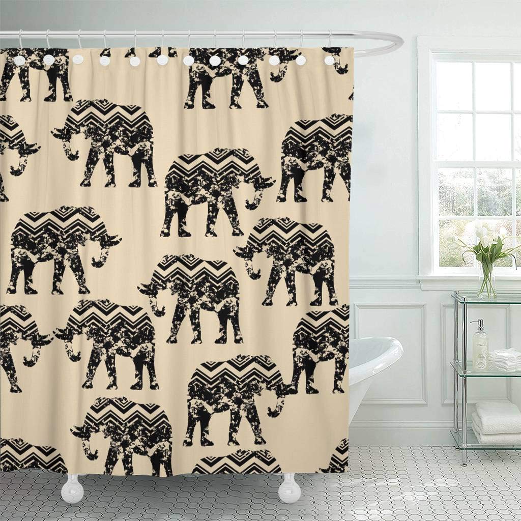 к긯  Ŀư ī  ڳ  ε ÷ζ ±  ƶ󺣽ũ   /Fabric Shower Curtain African Tribal Elephant Pattern India Floral Thailand Animal Arabesque